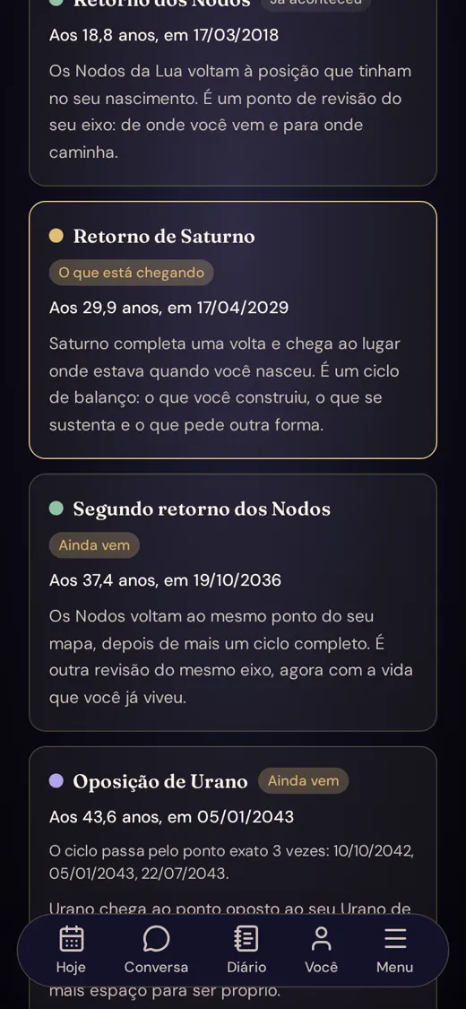 Detalhe do próximo ciclo: o retorno de Saturno