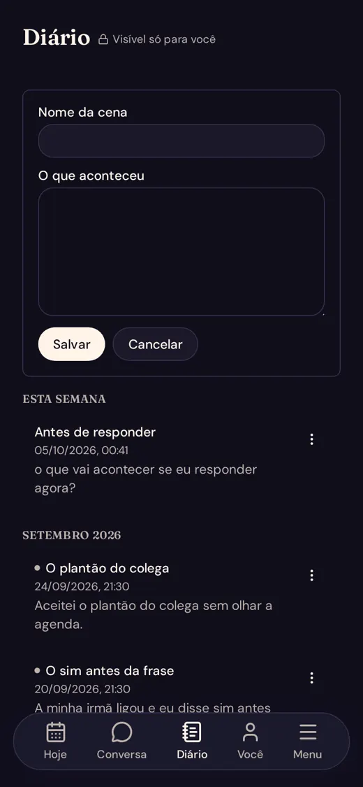 Diário: escrevendo uma nova entrada